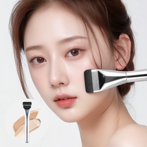 큐히트 납작 브러쉬 파데붓 메이크업, 1개, 실버