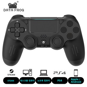 DATA FROG PS4/Slim/Pro용 블루투스 무선 컨트롤러, 1개, 검은색, P02