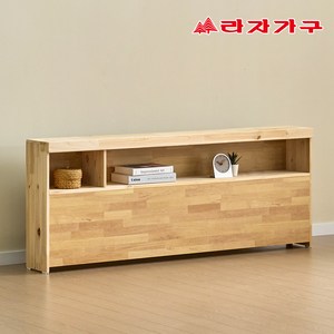 라자가구 소담 삼나무 원목 215 낮은형 LED 선반형 수납 침대 헤드 보드, 퀸Q, 화이트