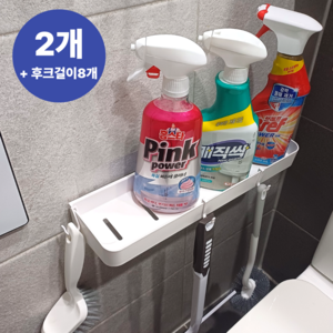 디오벨러 무타공 다용도 욕실 선반 정리대, 화이트, 2개