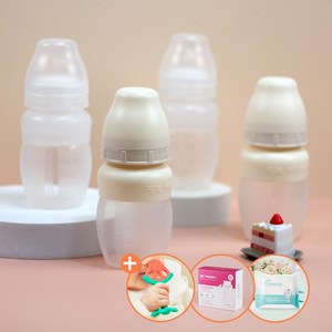 신제품 앙뽀 트윈팩 대용량 배앓이방지 실리콘 신생아젖병 국내생산 더블하트 호환, 1세트, 160ml, 바닐라밀크-맘꼭지4단계