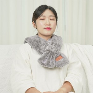 한양 목 어깨 찜질기 후두근 온열 전기 찜질팩 목도리형 3컬러, 밍크목도리형 그레이