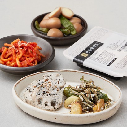 산들해반찬 베스트 4종 꽈리고추멸치볶음 무생채 흑임자연근무침 메추리알장조림