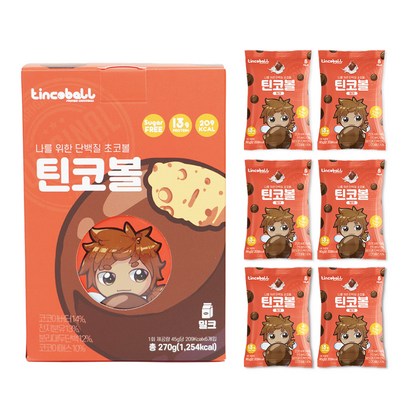 틴코볼 무설탕 단백질 프로틴 다이어트 간식 밀크 초코볼 1박스
