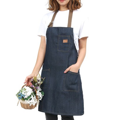 제이앤제이 데님 스트랩 청앞치마