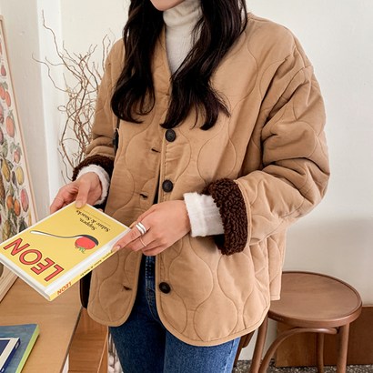 여성용 웨이브 골덴 양털점퍼
