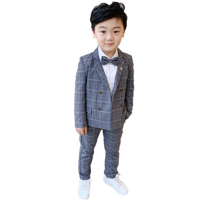 엣지랜드 남아용 체크 투버튼 정장 4종