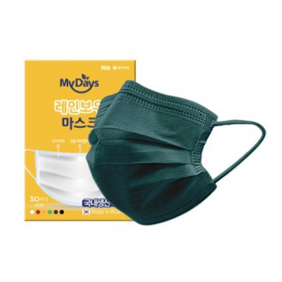 마이데이즈 B필터 레인보우 일회용 컬러 덴탈 마스크 중형