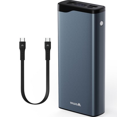 밸류엠 225W 고속 충전 D 메탈 보조배터리 Ah 5W CtoC케이블