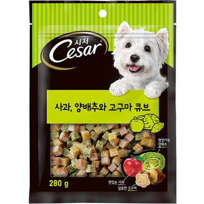 시저 강아지 간식 사과 양배추와 고구마 큐브