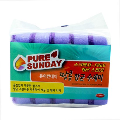 퓨어썬데이 땅콩 항균 스펀지 수세미