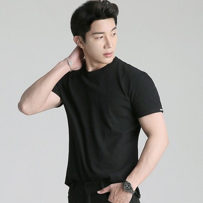 업클라스 남성용 소매 커프스 반팔 티셔츠 b202