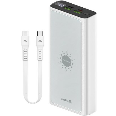밸류엠 고속 무선충전 D 보조배터리 225W Ah C타입 C to C 케이블 흡착패드