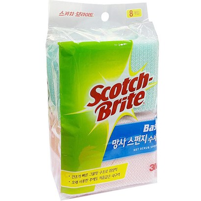 스카치브라이트 베이직 망사 스펀지 수세미 8입