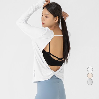 로또 여성용 긴팔 트위스트 타이백 탑 BJ