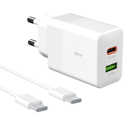 스카이 필 Q2S D S 25W USB 듀얼 초고속 충전기 어댑터 고속 충전 케이블
