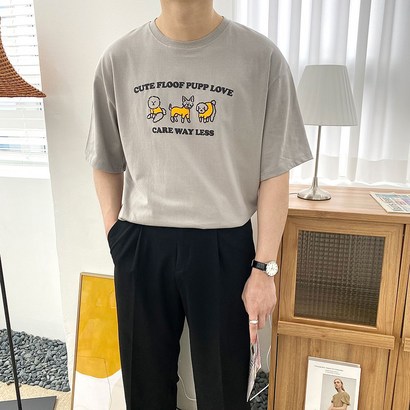 오티디 남녀공용 오버핏 16수 퍼피 반팔 티셔츠