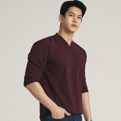 업클라스 남성용 헨리넥 포인트 7부 티셔츠 a084c