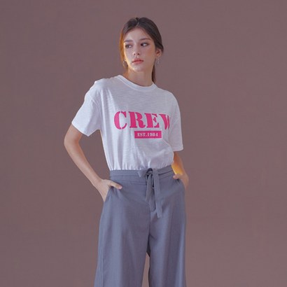 ON크루 여성 레터링 반팔티 라운드넥 면티