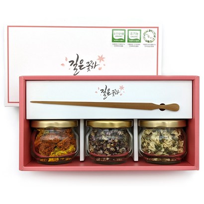 길은꽃차 메리골드 벚꽃 아카시아 차집게 쇼핑백 선물세트