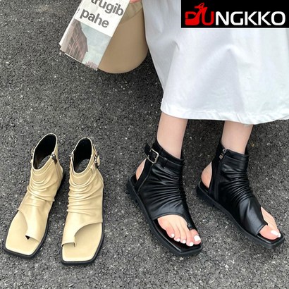 시크덩꼬 셔링 벨티드 쪼리 플랫 글레디에이터샌들 DK2144