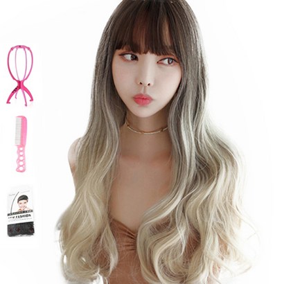 가발위드 긴머리 웨이브 전체 통가발 밀키가발걸이1개가발전용빗1개가발망1개상품