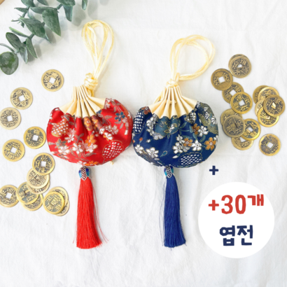 모모커머스 금전운 황동 엽전 전통 복주머니