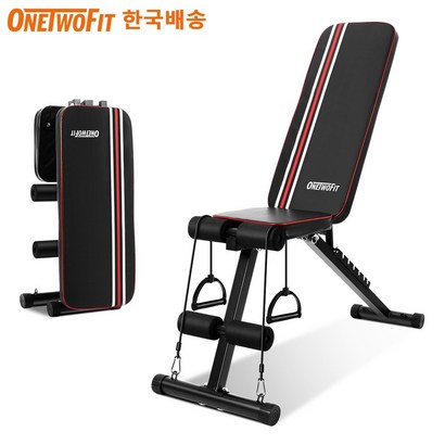 OneTwoFit 멀티 인디클라인 벤치 벤치의자 각도조절벤치 헬스벤치 튜빙밴드