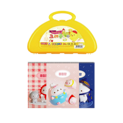 동아 노랑병아리 크레용 24색 몰랑이 두툼 종합장