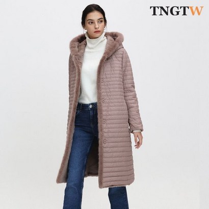 TNTW 밍크 퍼 덕다운 패딩코트 핑크 THU0CDW91 HN