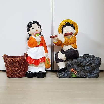 다잇홈데코 피리부는 목동 장식 인형 민속 민속품 공예 소품