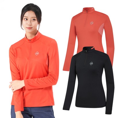 콜핑 고로 T 여 KT4499W 사이드배색 여성 가을 멜란지 집업 등산 티셔츠