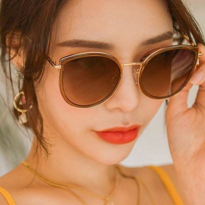 헤링본 여성 선글라스 캣츠아이 뿔테 금테 패션 투톤 메탈 오버사이즈 썬 D217