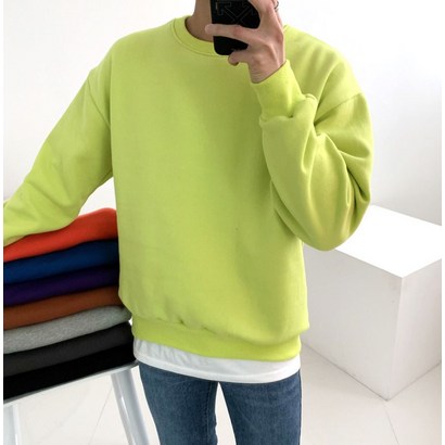 남녀공용 기모 비비드톤 8컬러 데일리 오버핏 맨투맨 티셔츠 리뷰 후기