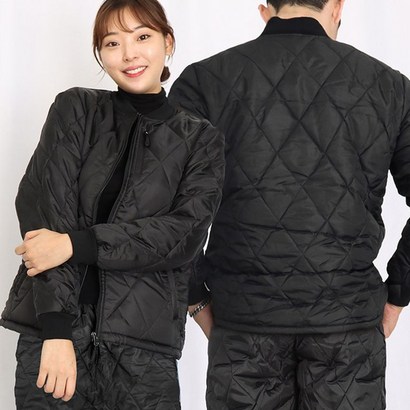 e편한 깔깔이 검정 기모 방한 겨울 점퍼 깔바지