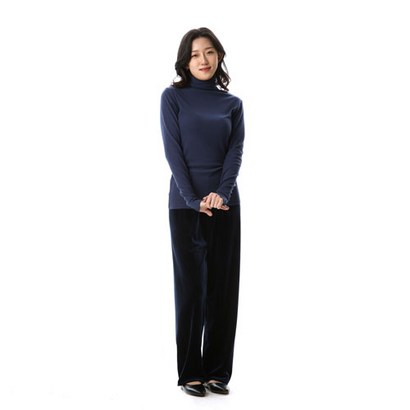 나라라 빅사이즈 홈웨어 네이비컬러 벨벳 일자 밴딩팬츠 리뷰후기