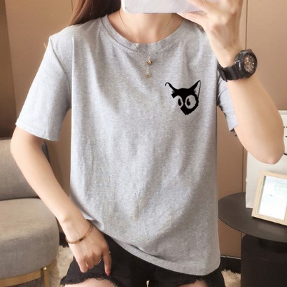 젠틸레 여성용 고양이 캐릭터 기본티 반팔 티셔츠 리뷰후기