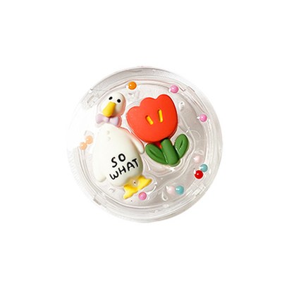 귀여운 투명 오리 휴대폰 그립톡 거치대 1개