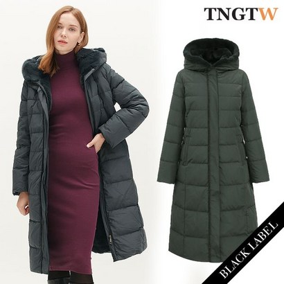 TNTW 밍크배색 토끼털 안감 구스다운 롱패딩 THU0BDW26 R