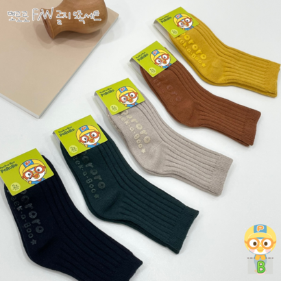 뽀로로 골지 아동 장목 양말 5족세트 미끄럼방지 3세 4세 5세 6세