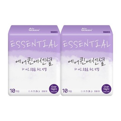 에어퀸 에센셜 생리대 오버나이트 X2