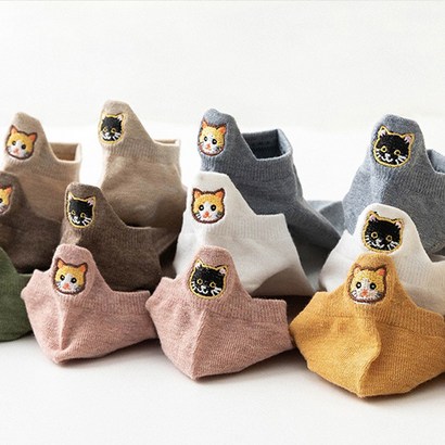 고양이 캐릭터자수 뒤꿈치발목양말- 리뷰후기