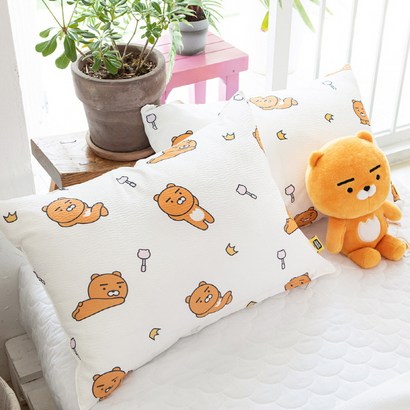 카카오프렌즈 엠보 여름 베개커버_썸머라이언