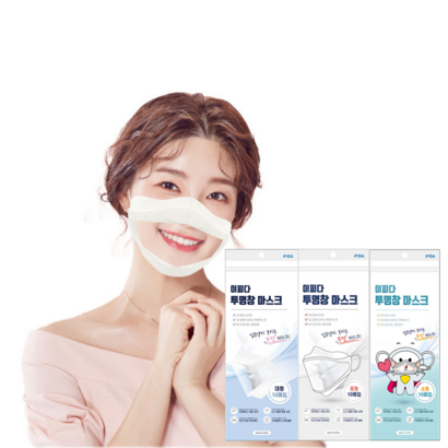 이피다 투명창 마스크 10매입 투명 립뷰 학원 강의용 유치원 대형 중형 소형