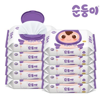 순둥이 프리미엄 엠보싱 물티슈 캡형 리뷰후기