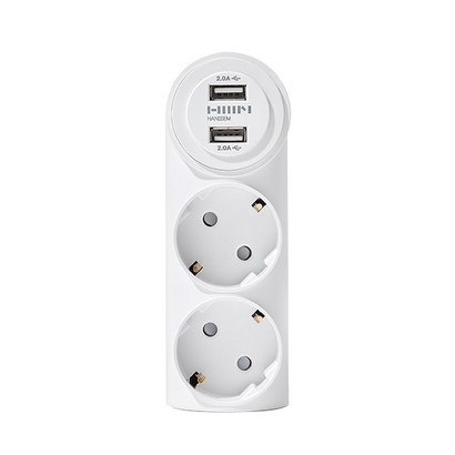 한샘 USB 2포트 2구 일자 어댑터 화이트 DU 2012