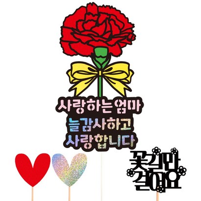 비비드레인 카네이션 어버이날 생신 케이크토퍼