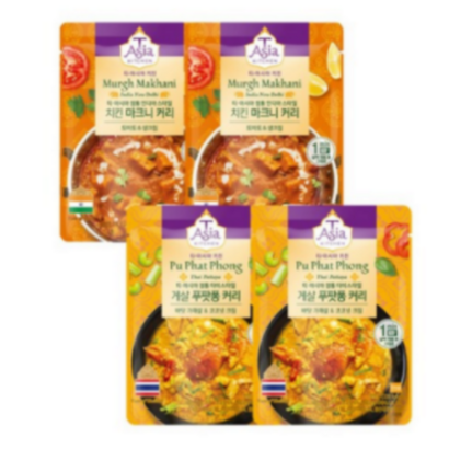 티아시아키친 치킨 마크니 커리 게살 푸팟퐁 커리 전자레인지용 패키지