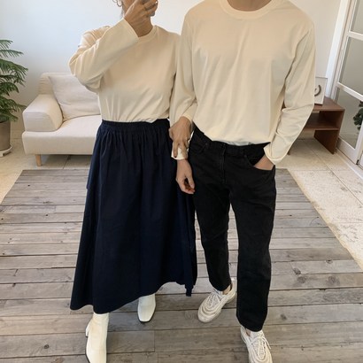 셀프메이드 톡톡한 두께감의 무지 유넥 긴팔티셔츠 6Coor 이너티셔츠 롱슬리브 면티