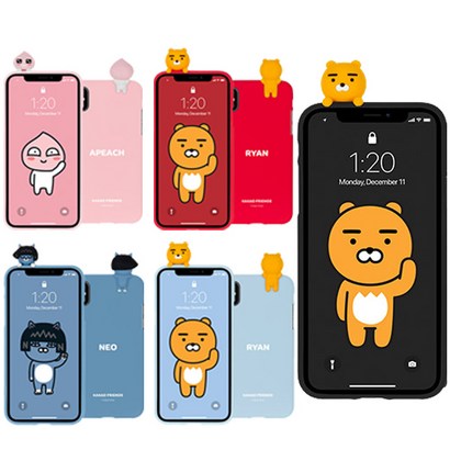 갤럭시노트10플러스 N976 노트10 전용 귀여운 카카오프렌즈 피규어 빼꼼 어부바 소프트 휴대폰 케이스